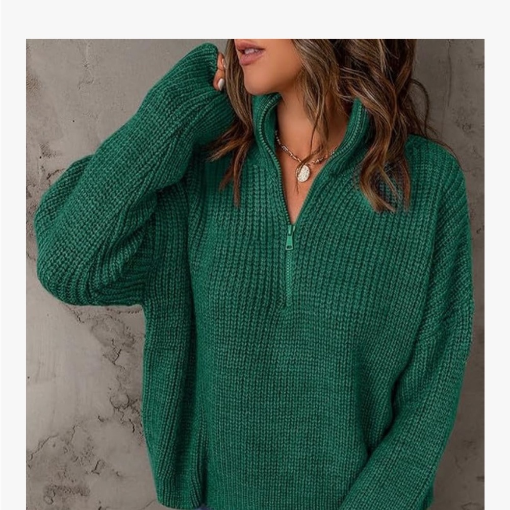 Green Ribbed Knit Sweater